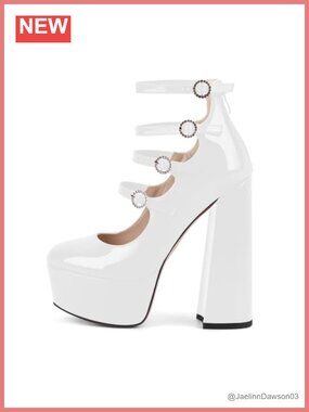 Platform Mary Jane Heels Chunky Block High Heels Triple Buckle Strappy Gothic